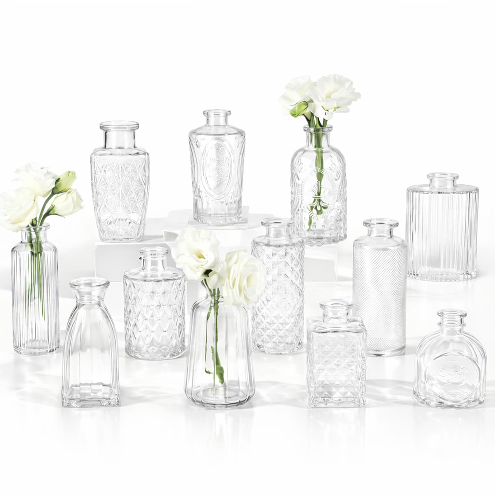 RUCKAE Small Clear Bud Vases 12 Pack