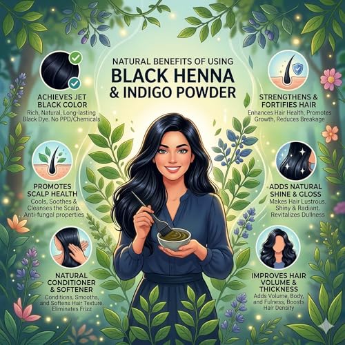 Image of Khadi Nyoli Natural Pure Black Herbal Mehendi Powder for Hair 100gm | Enriched with Amla,Shikakai,Bhringraj & Fenugreek powder| 100% Natural Ayurvedic Henna for Grey Hair Coverage | Chemical-Free & Ammonia-Free Hair Color | Long-Lasting Natural Black Hair Dye for Men & Women