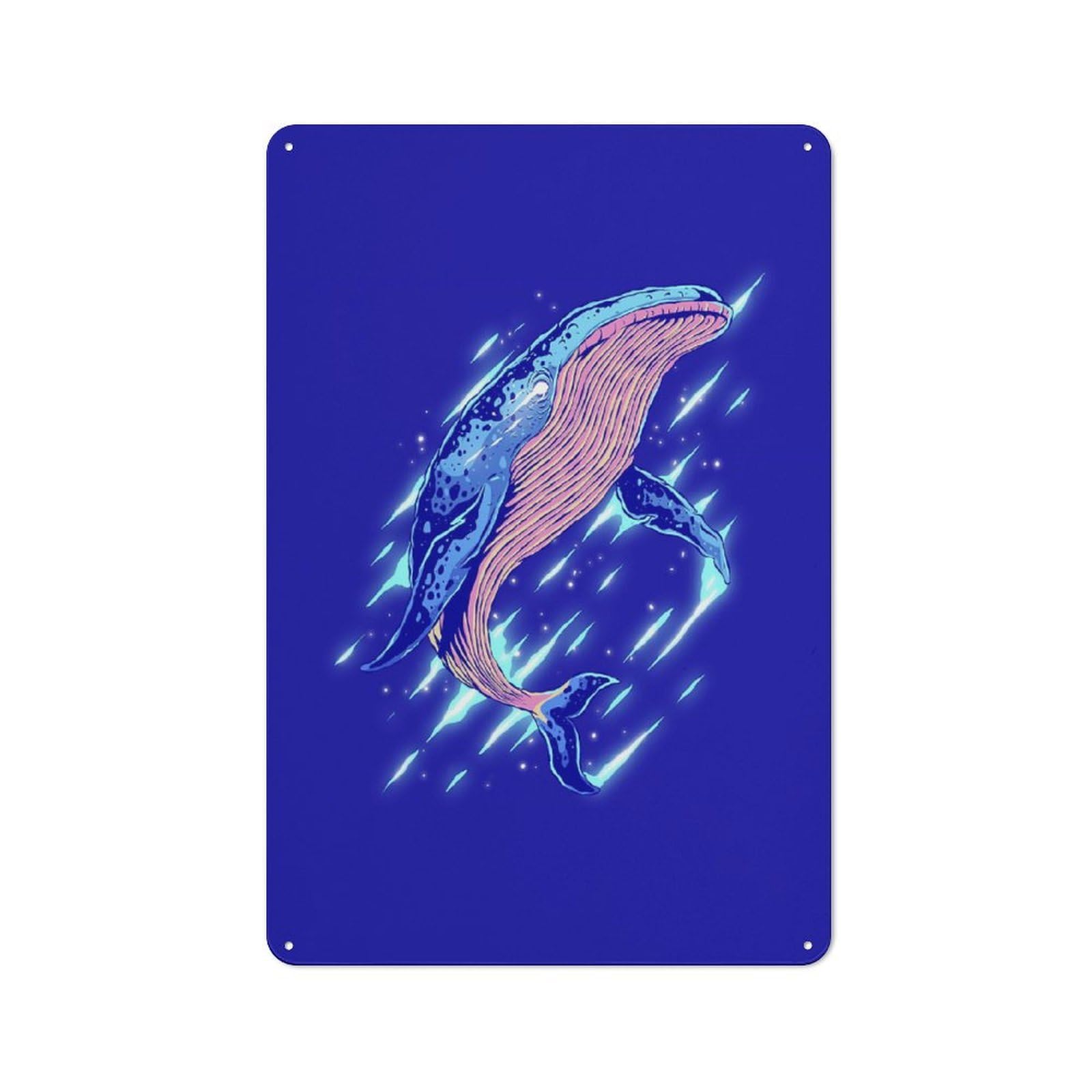 Junmoney Abstract Wild Whale 30X20cm Retro Printed Metal Sign With For Workshop Wall, For Vintage Wall Decor Fans, For Themed Room Decoration