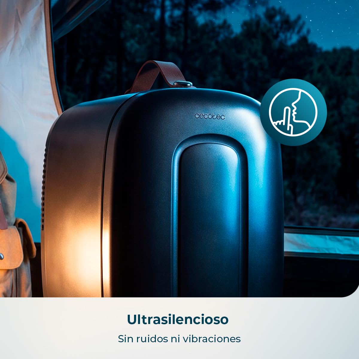 Cecotec Mini Frigorífico Bolero MiniCooling 4L Capri Black. Funciona a 12V y 220V, Ideal para Coche y Caravanas, Función de Enfriamiento y Calentamiento, Rango de 7 a 50 Grados, Fácil Transporte