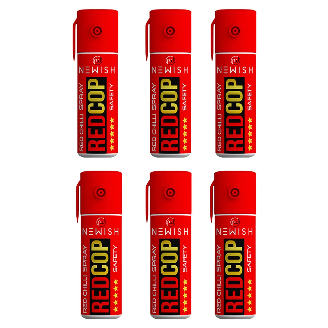 Newish Red Chilli Pepper Spray 55 ML (Pack of 6) | Compact Personal Safety Spray for Students, Working Women & Seniors | Non-Lethal, Pocket-Sized, Quick-Action, 15 ft Long Range Protection