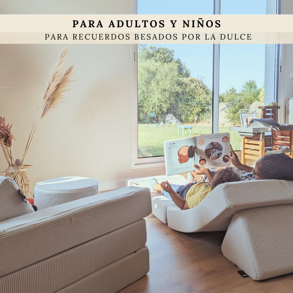 TIPICHOU Sofá Infantil Modular para niños - Sofa Cama 2 plazas Plegable Convertible – Transformable en Cama supletoria, Zona de Juego, sillón, colchón de Suelo niños (Rosa)