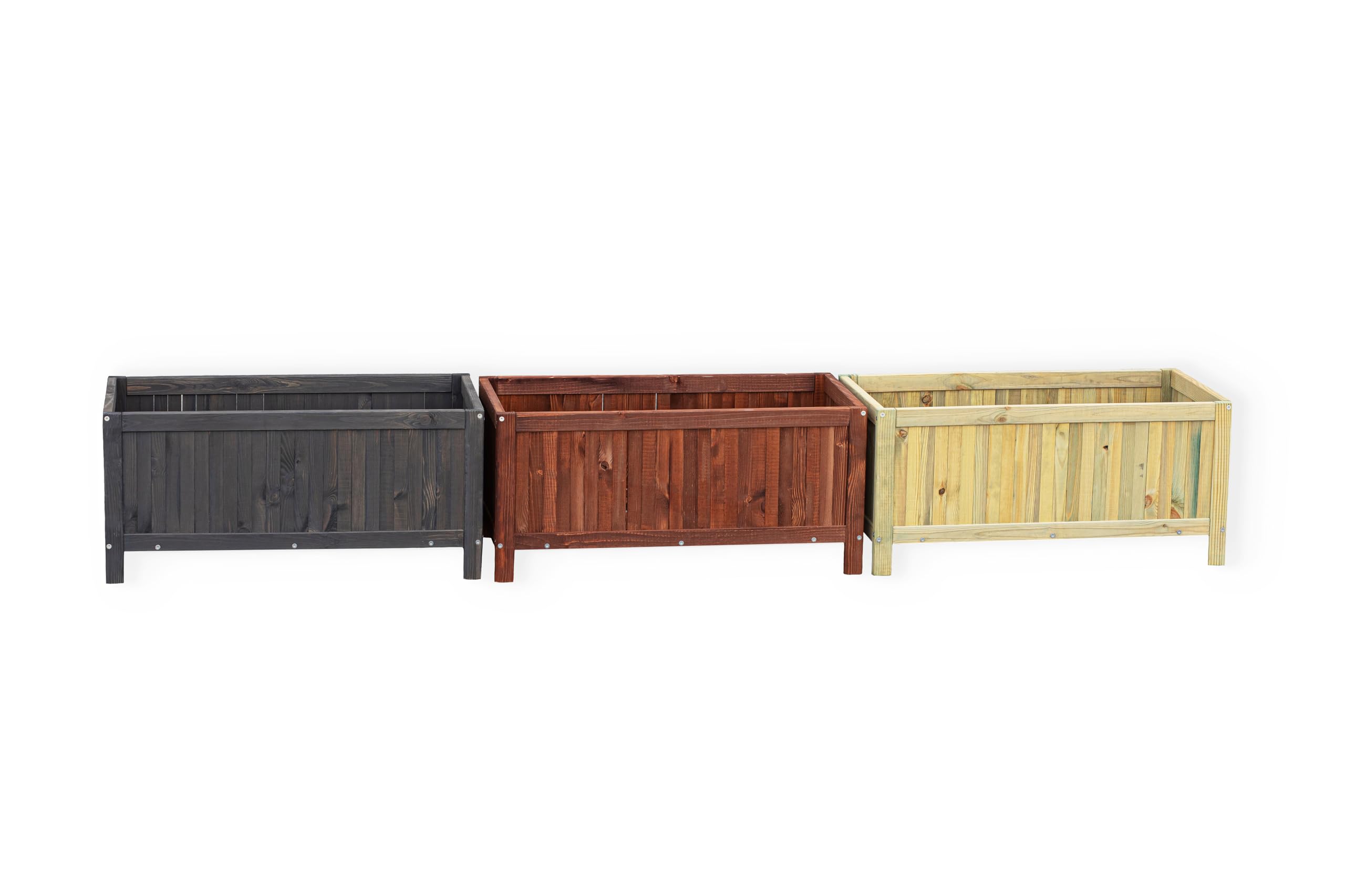 Pflanzkübel Groß Außen Holz – Wetterfester Blumenkasten 80x40x37cm aus FSC-Kiefernholz mit Füßen; Imprägnierter Blumentopf für Balkon & Garten, Braun