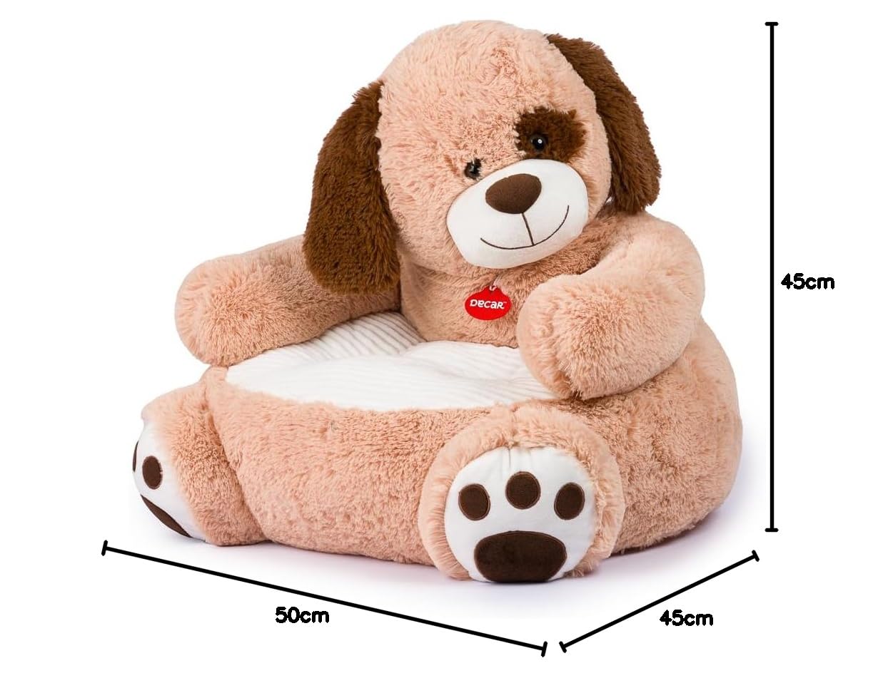 Poltrona Bambini 2 Anni Poltroncina per Bambini Gatto o cane Peluche, Sedia per Bambini, Comoda e Legger Per Bambini 12+ Mesi,Beige (Cane)