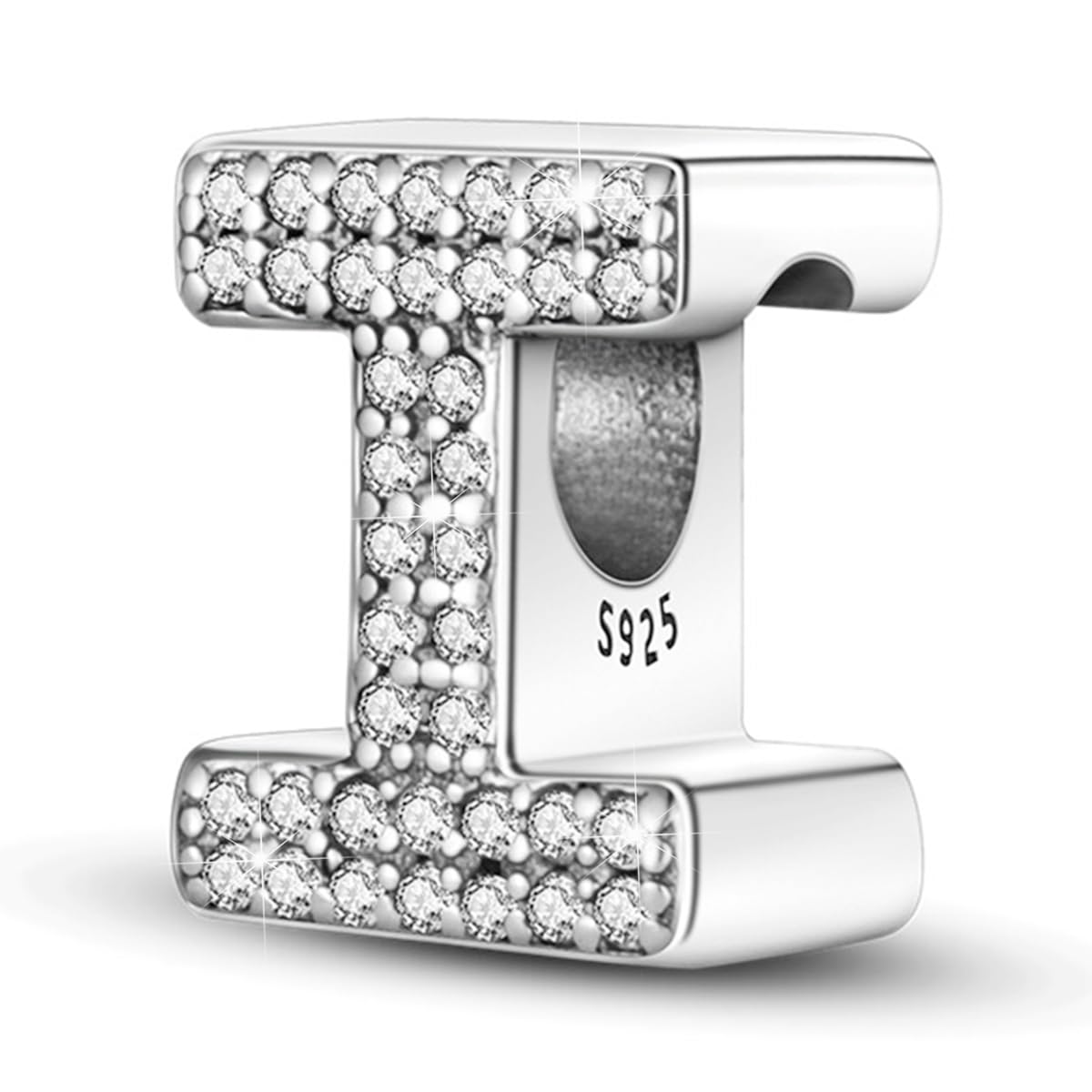 PARCOM Letter Charms Fits Pandora Bracelets S925 Sterling Silver Initial Charms for Bracelets Alphabet A-Z Letters Bead Bracelets Necklace Pendent