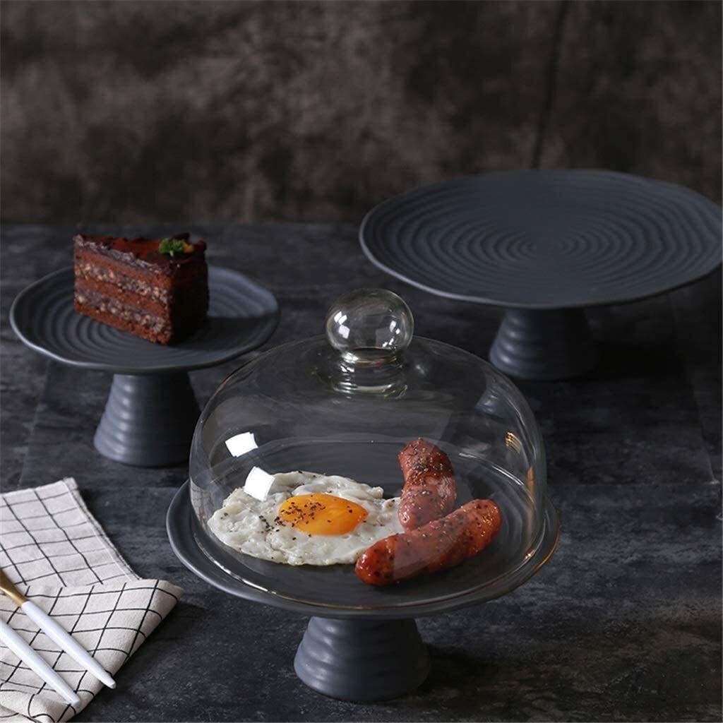 Cúpula de Vidrio para Aperitivos, Pasteles, Salas de Estar, cocinas, Fiestas, Frutas, Comida, barbacoas (tamaño: 22,5 x 22,5 x 10 cm) (26 x 26 x 10 cm)