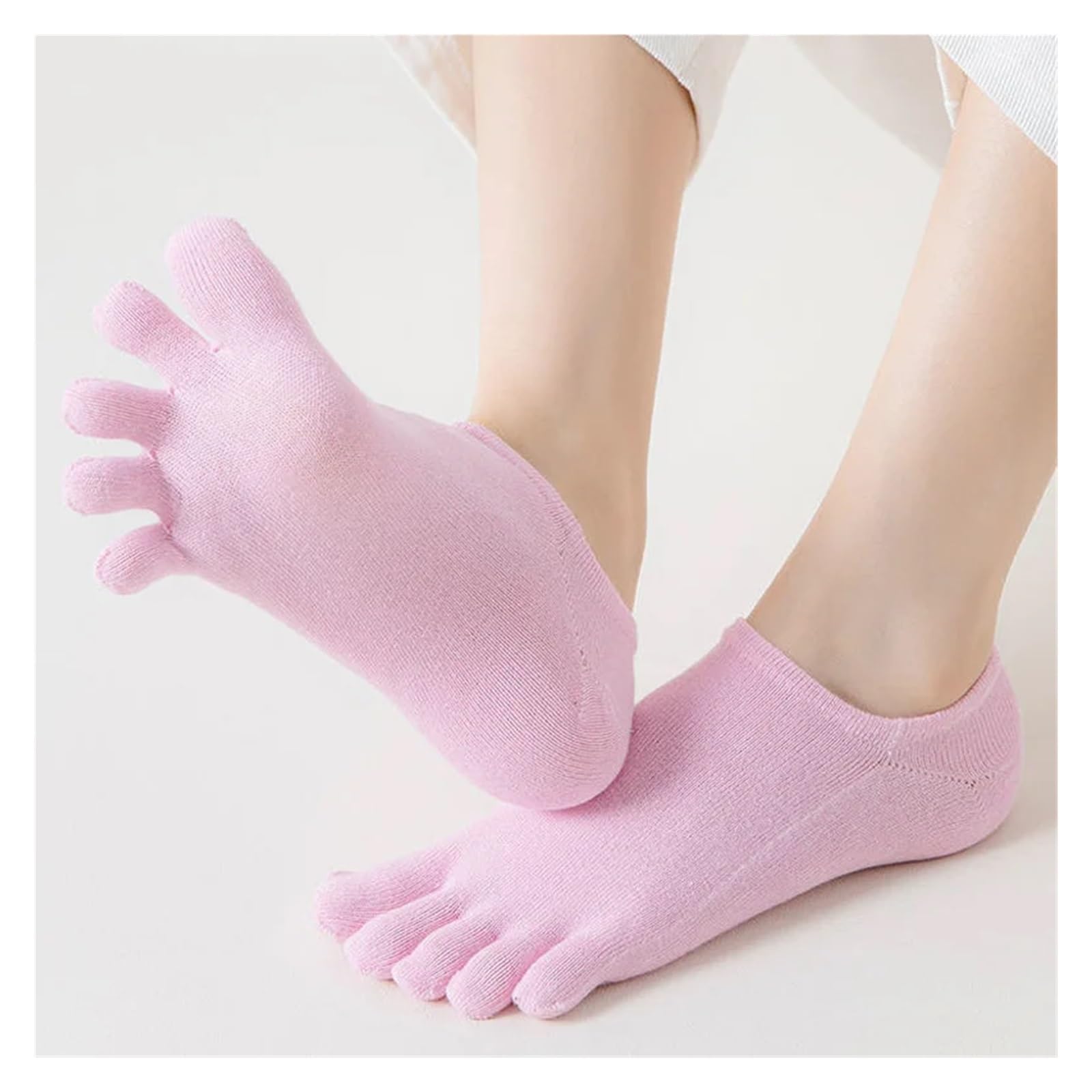 Calze con Dita 5 Paia di Calzini Estivi Invisibili da Donna in Cotone, Sottili, Morbidi, Traspiranti, a Dita(Black)