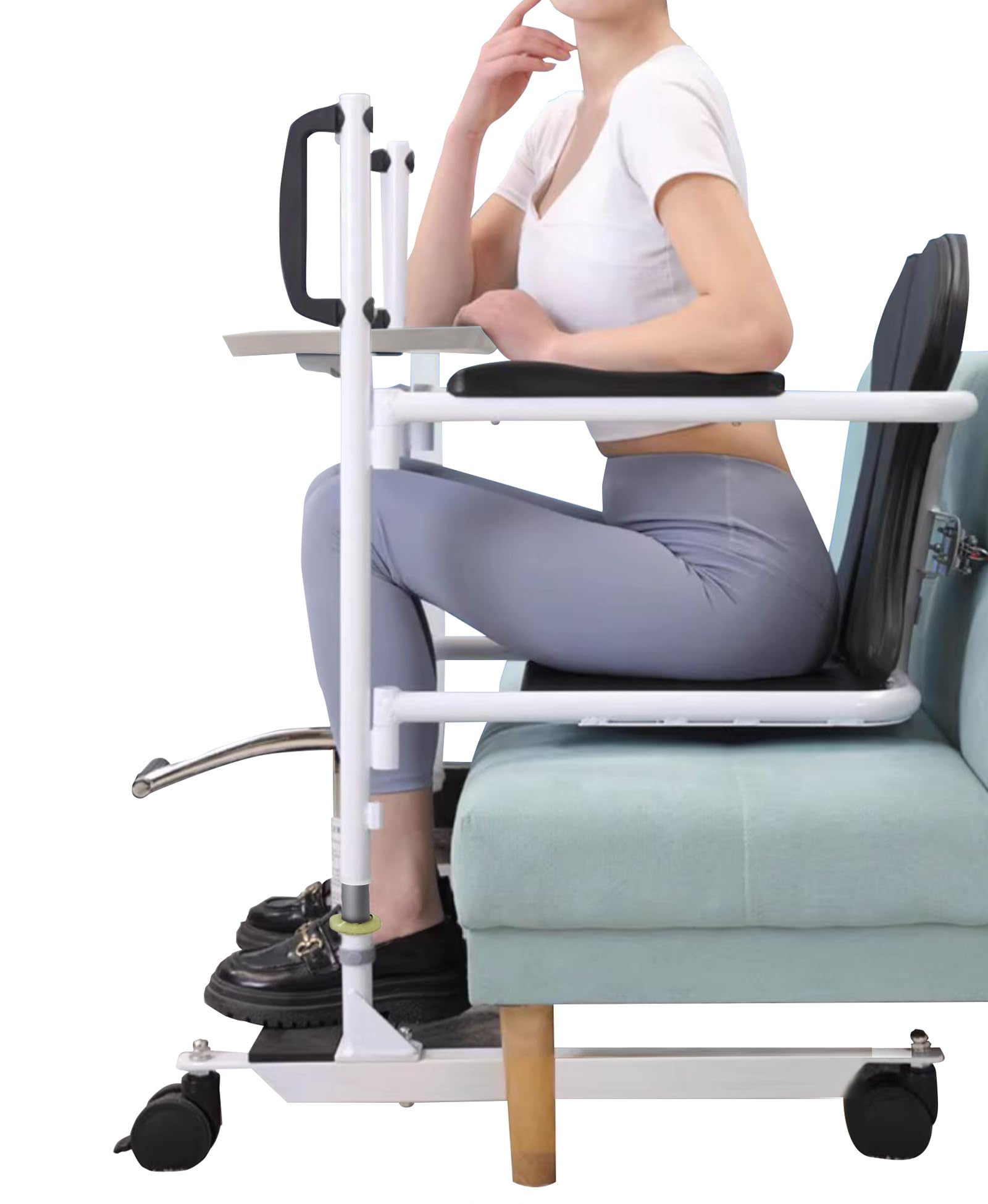 Grúa Hidráulica Multifunción para Hogar, Silla de Transferencia de Pacientes con Asiento Dividido en 180º, Elevador para Pacientes con Inodoro, No Apto para Parálisis Total