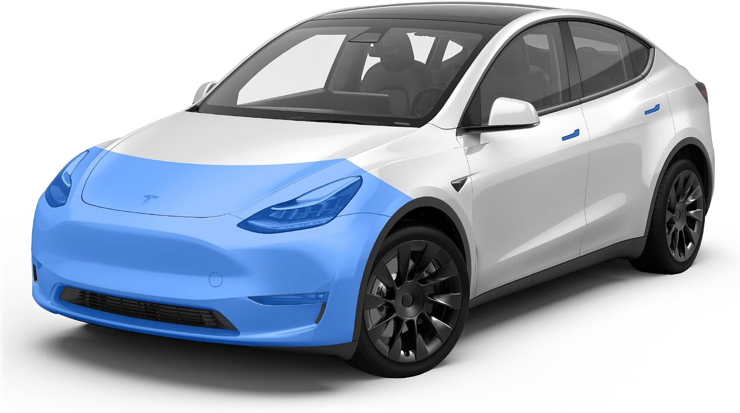 Factory Crafts-Half Hood & Door Handles Pre-Cut Stone Guard Paint Protection Film Clear Bra PPF Digitally Cut kit Compatible with Tesla Model Y 2020-2024