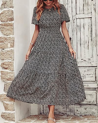 Image of PRETTYGARDEN Women's Casual Smocked Boho Floral A-Line Maxi Dress 2026