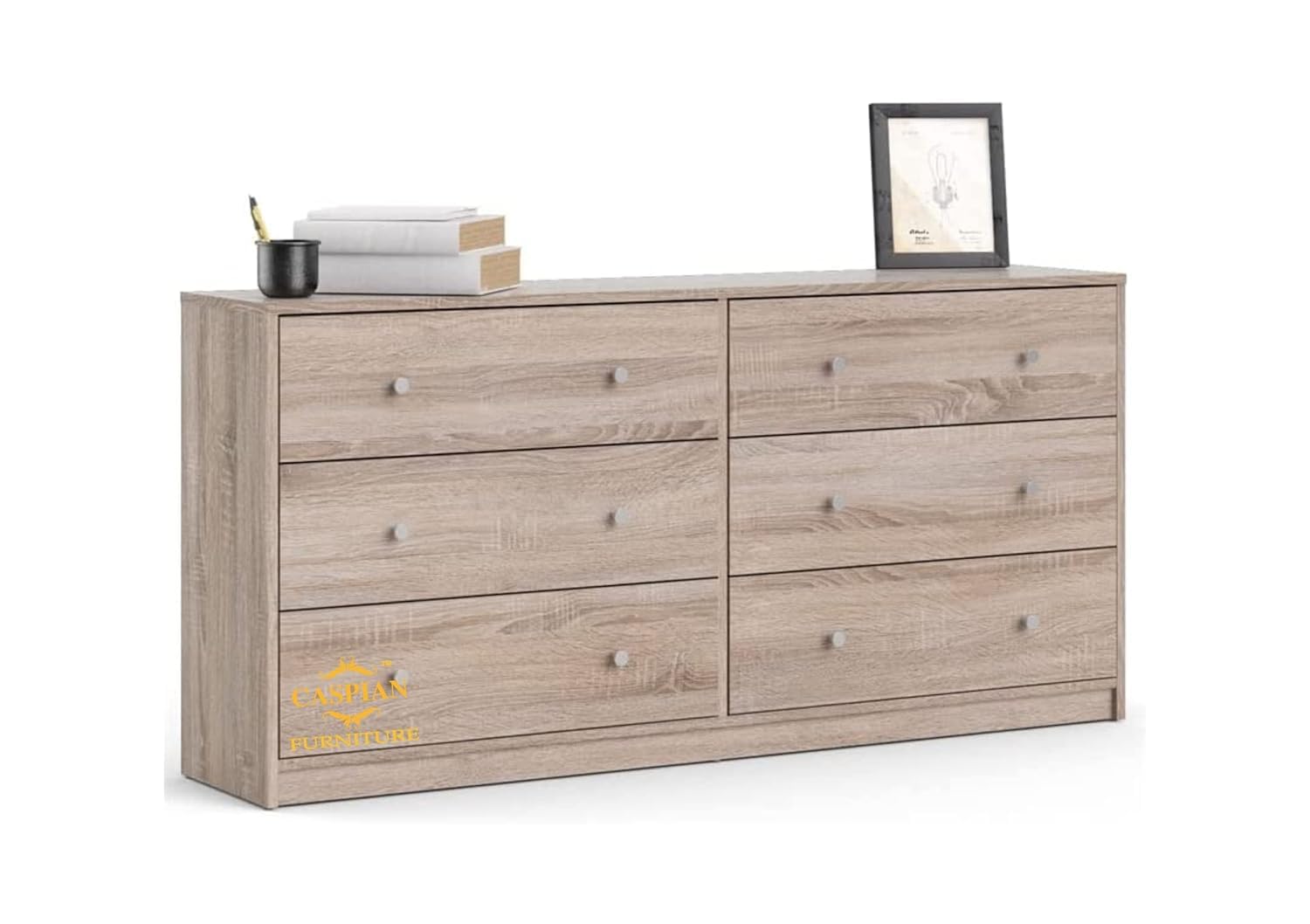 CASPIAN Wooden Chest of Drawers (Honey Oak) | Multipurpose Engineered Wood Storage Organizer Furniture with 6 Drawers | Filing Cabinet for Home, Bedroom, Living Room & Office 2