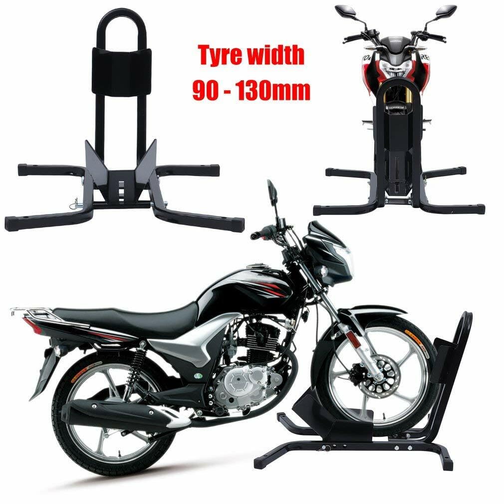 Support de Moto à Bascule Universel – Bloque Roue Avant Moto Réglable 17–21 Pouces, Béquille Moto Atelier, Lève Moto pour Transport & Garage, Porte Moto Attelage avec Support de Roue Noir