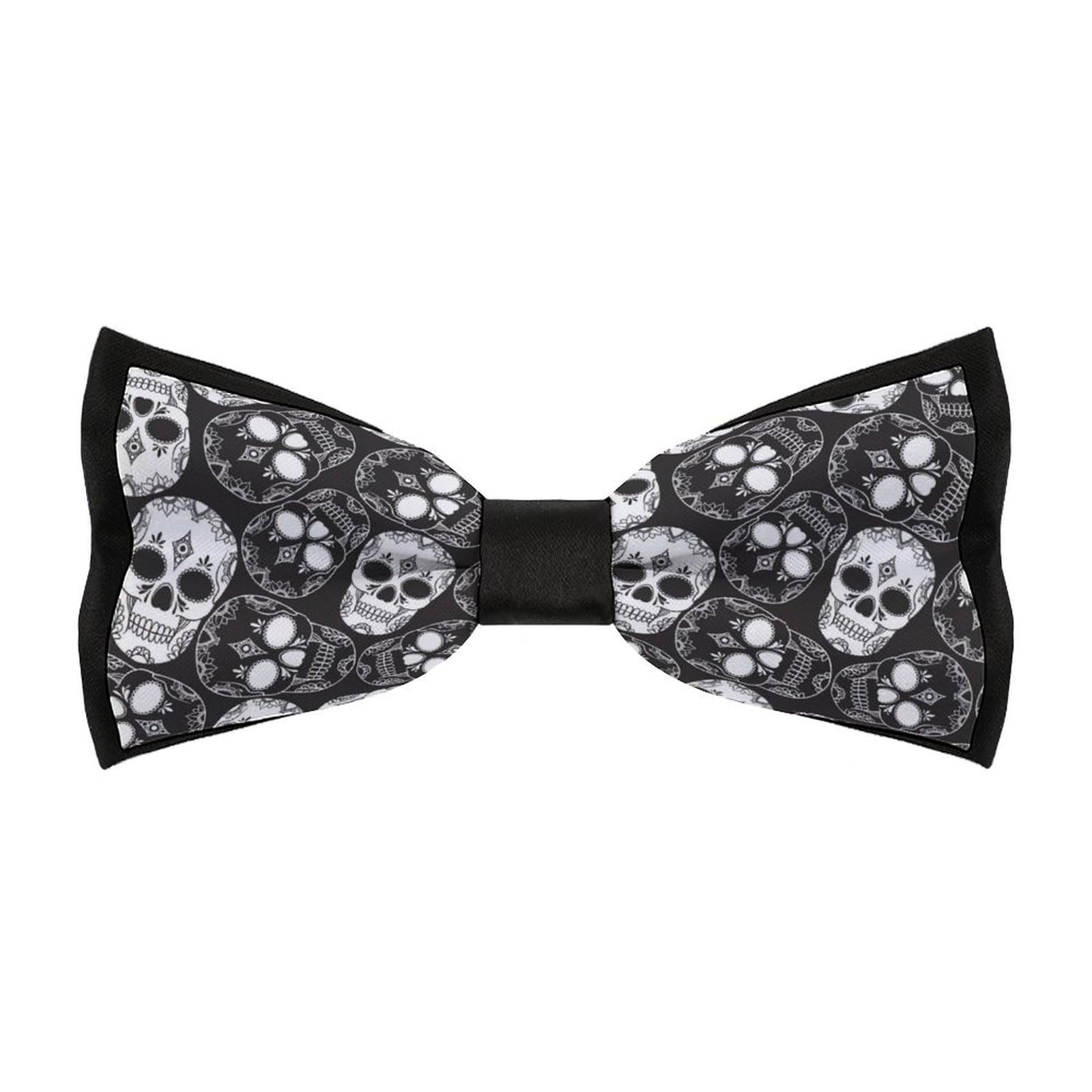 Lyfthologen Men's Pre-Tied Bow Tie,Sugar Skull Bow Tie, Adjustable Neck Bowtie for Parties