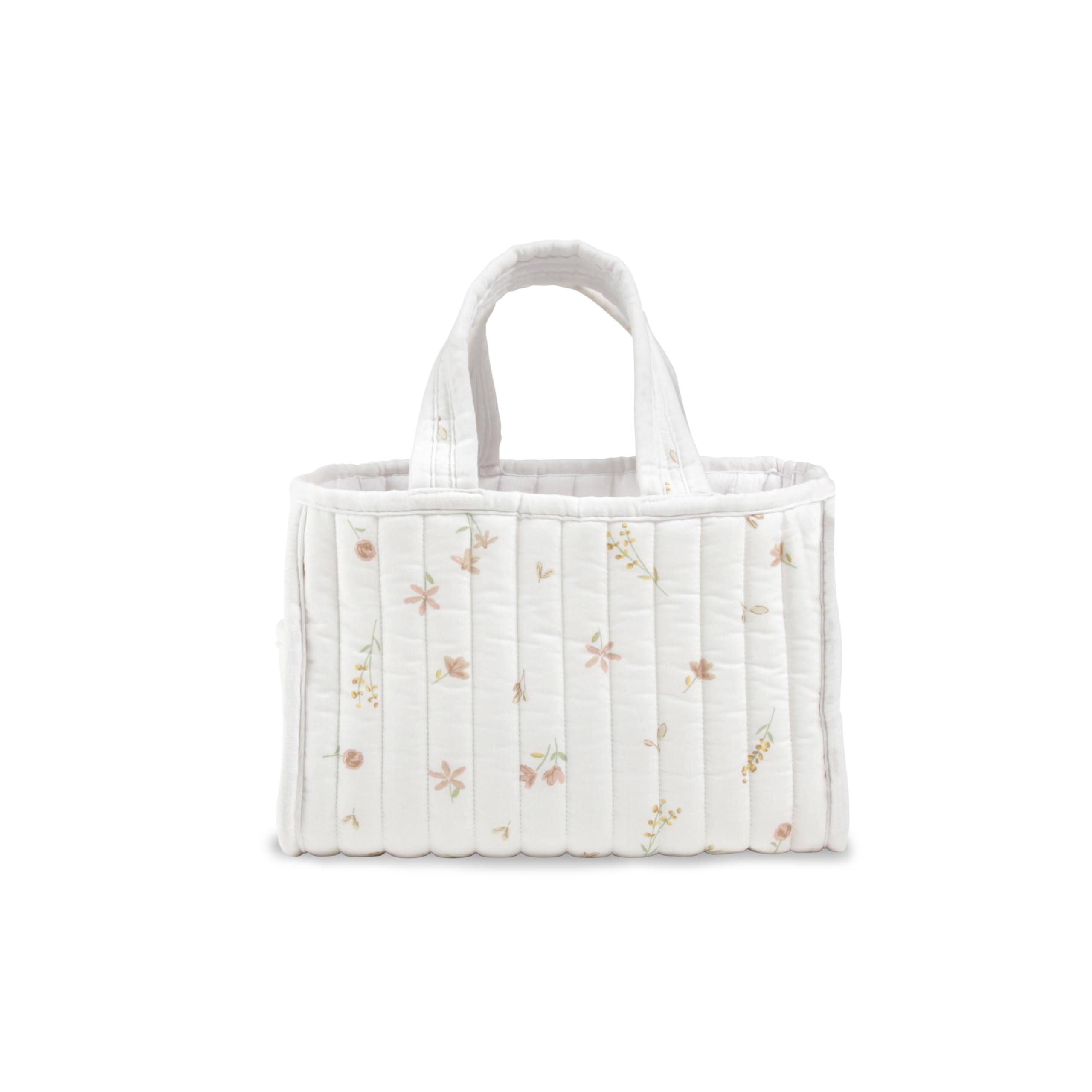 CuddleCo Organizador de pañales acolchado con 3 compartimentos internos espaciosos, bolsillo exterior, asas resistentes, lavable a máquina, artículos esenciales para padres recién nacidos (prado de