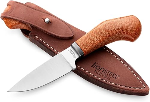 LionSTEEL WILLY Cuchillo compacto EDC de hoja fija, construcción de mango sólido, protector de titanio, hoja de acero M390, fabricado en Italia