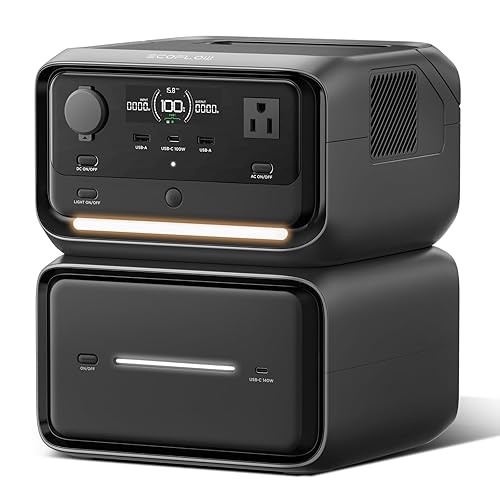 EF ECOFLOW Portable Power Station RIVER 3 Plus with EB600 Extra Battery, Expand Capacity from 286Wh to 858Wh, 3 Up to 1200W AC Outlets, <10 MS UPS, <30 dB Quiet, RIVER 3 Max Plus LiFePO4 Battery - RIVER 3 Plus+EB600