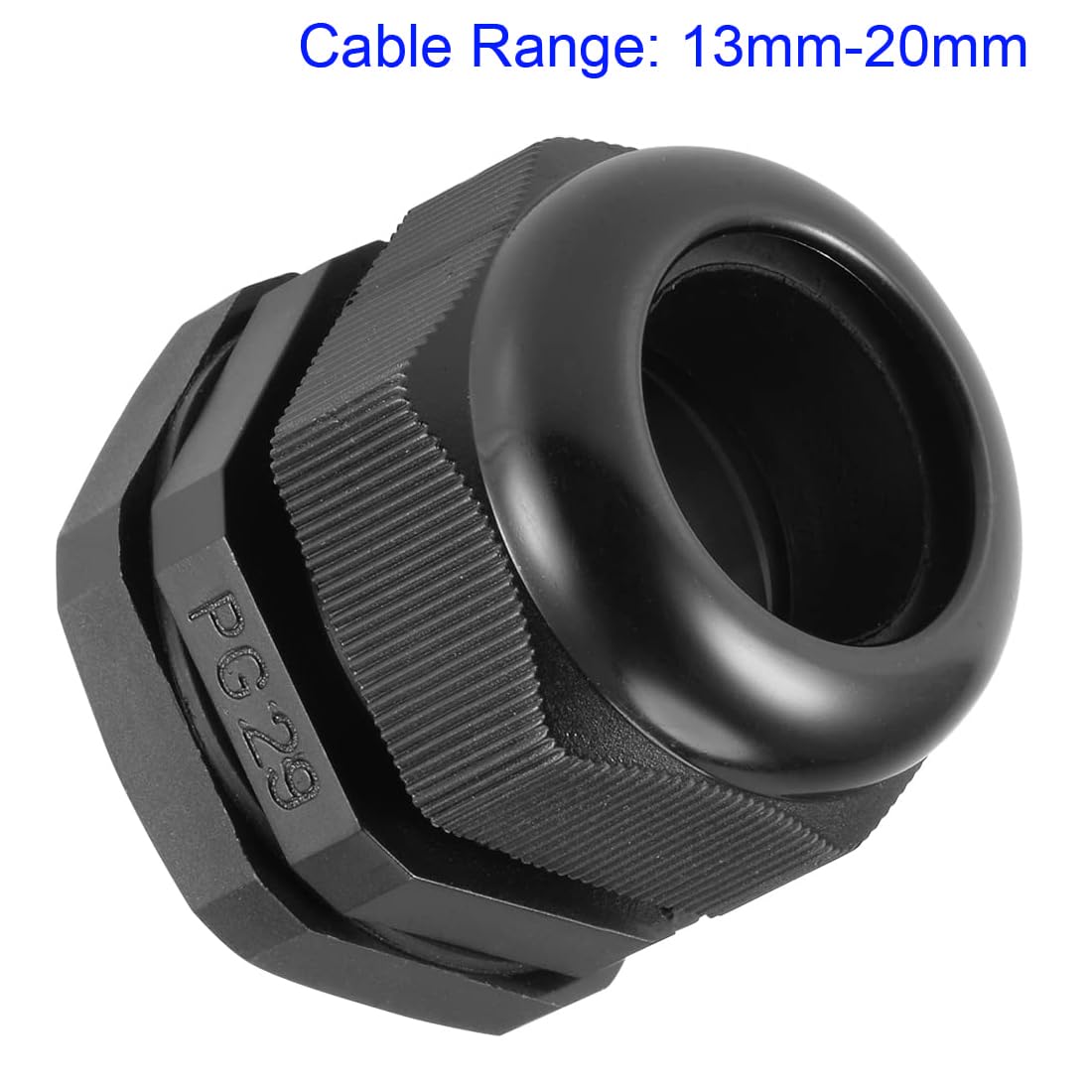 MACHSWON 6Pcs PG29 Cable Gland - Durable Threaded Wire Connector with Locknut for 13-20mm Dia Cable Wire, Black - Image 2