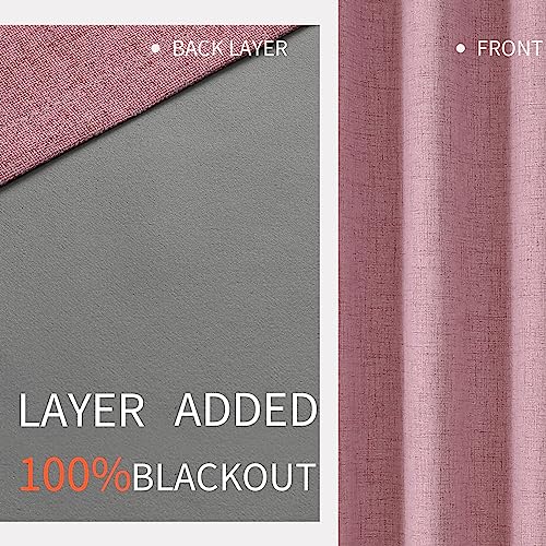 Joydeco JD21002 Pink Blackout Curtains For Nursery Girls Bedroom, 63 Inches Long 2 Panels Thermal Insulated Burlap Linen Curtains thumb #2