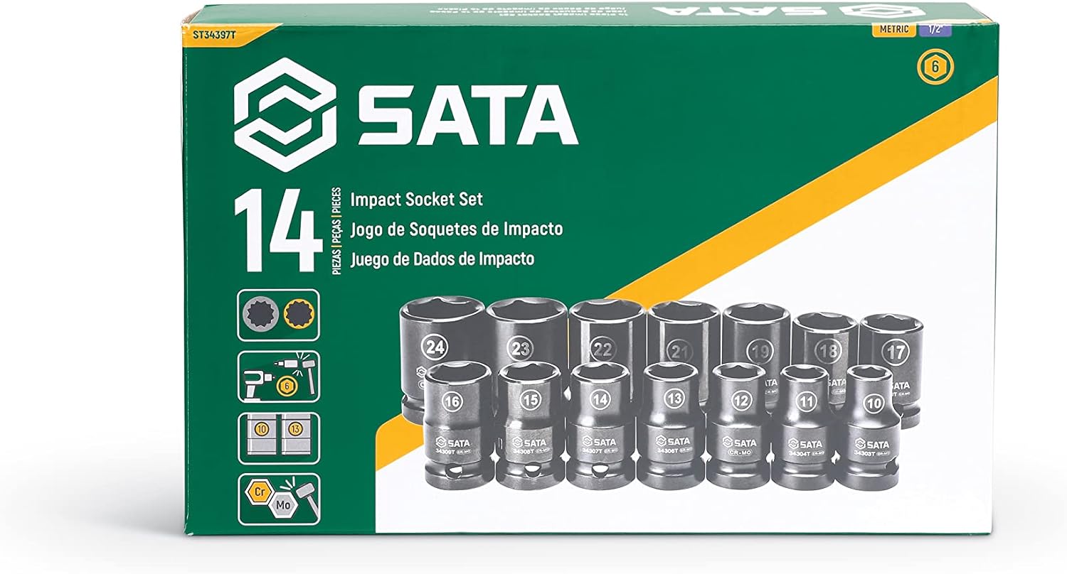Tор Brаndѕ SATA 14-Piece 1/2-Inch Drive Shallow Thin-wall Impact Socket Set, Metric Sizes, made from Chrome Molybdenum - ST34397T Rеvіеw Prоduсt SATA 14-Piece 1/2-Inch Drive Shallow Thin-wall Impact Socket Set, Metric Sizes, made from Chrome Molybdenum - ST34397T