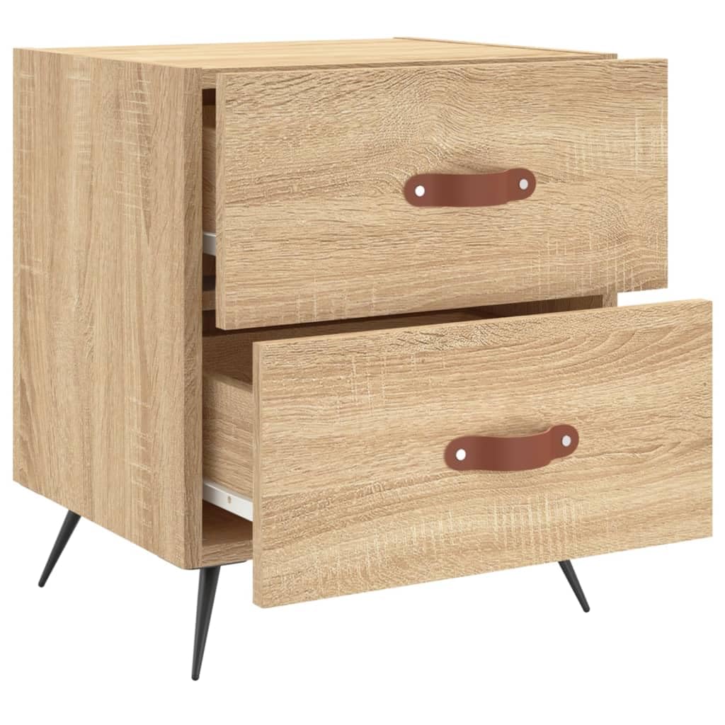 Moderner Nachttisch aus Holzwerkstoff mit geräumigen Schubladen und Metallfüßen für Stauraum und Stabilität im Schlafzimmer