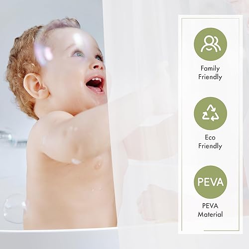 Miniatura 2 de Amazer Forro de cortina de ducha de plástico con imanes, 72 x 72 pulgadas, forro de ducha esmerilado de PEVA, impermeable, forro de cortina de ducha