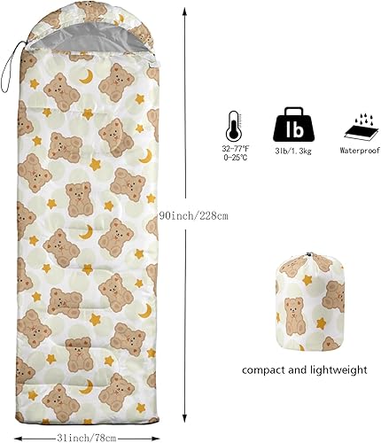 Miniatura 4 de Camping Sleeping Bags for Adults Kids Boys Girls Warm & Cool Weather Waterproof Indoor & Outdoor Backpacking Kawaii Animals Sleeping Bag for All