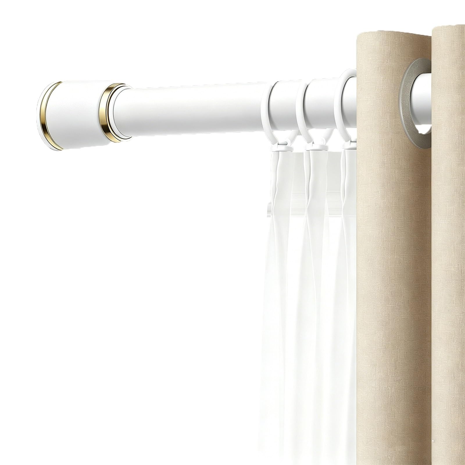 Shower Curtain Rod, 1.2 in Diameter Tension Curtain Rod, Nonslip Adjustable, No Drill Detachable for Bathroom Kitchen Closet(White,100-170cm/40-67in)