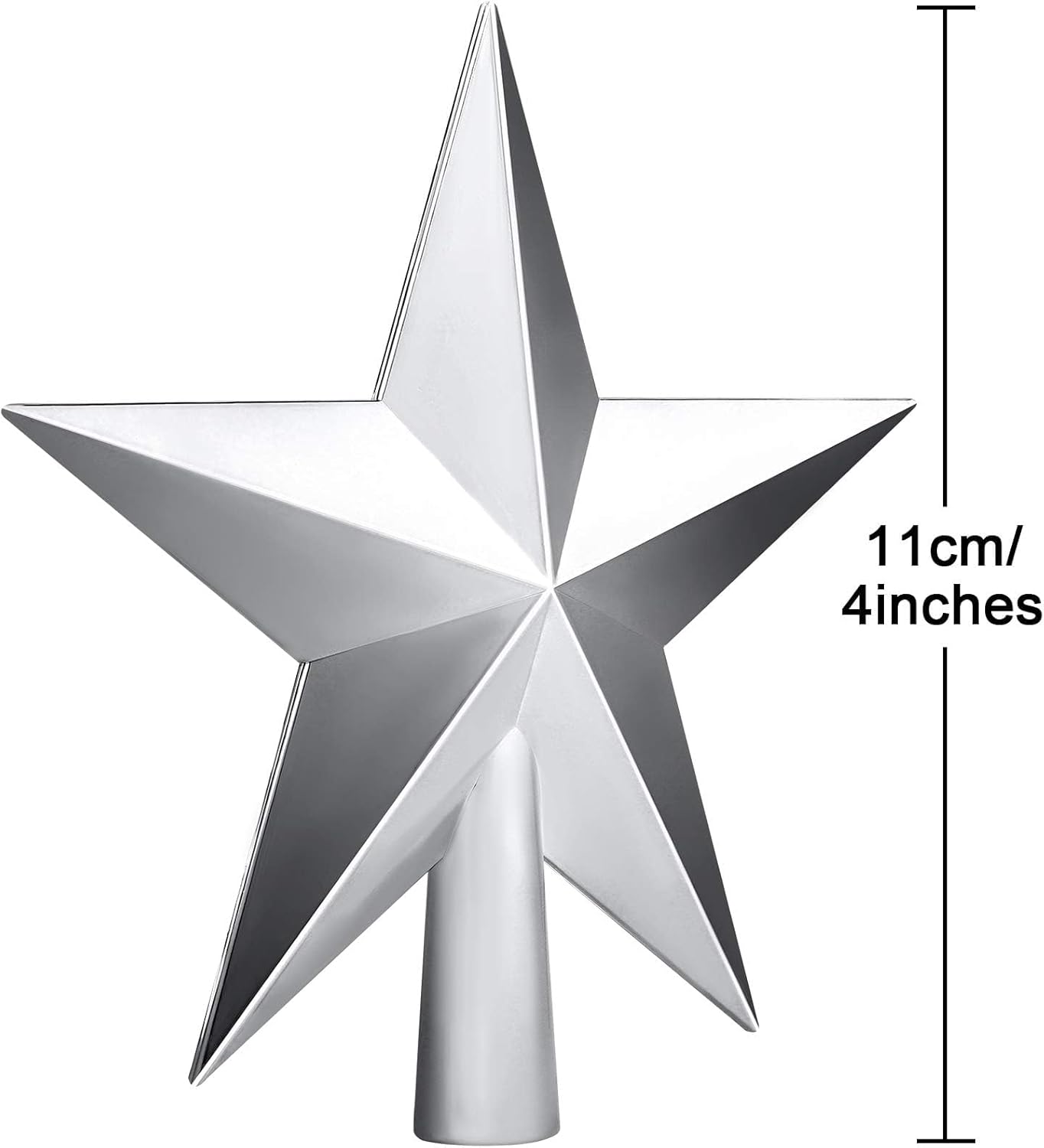 Aneco 4 Inch Silver Traditional Glossy Christmas Tree Toppers Decoration Star Treetop Ornaments Holiday Decoration for Home Decor