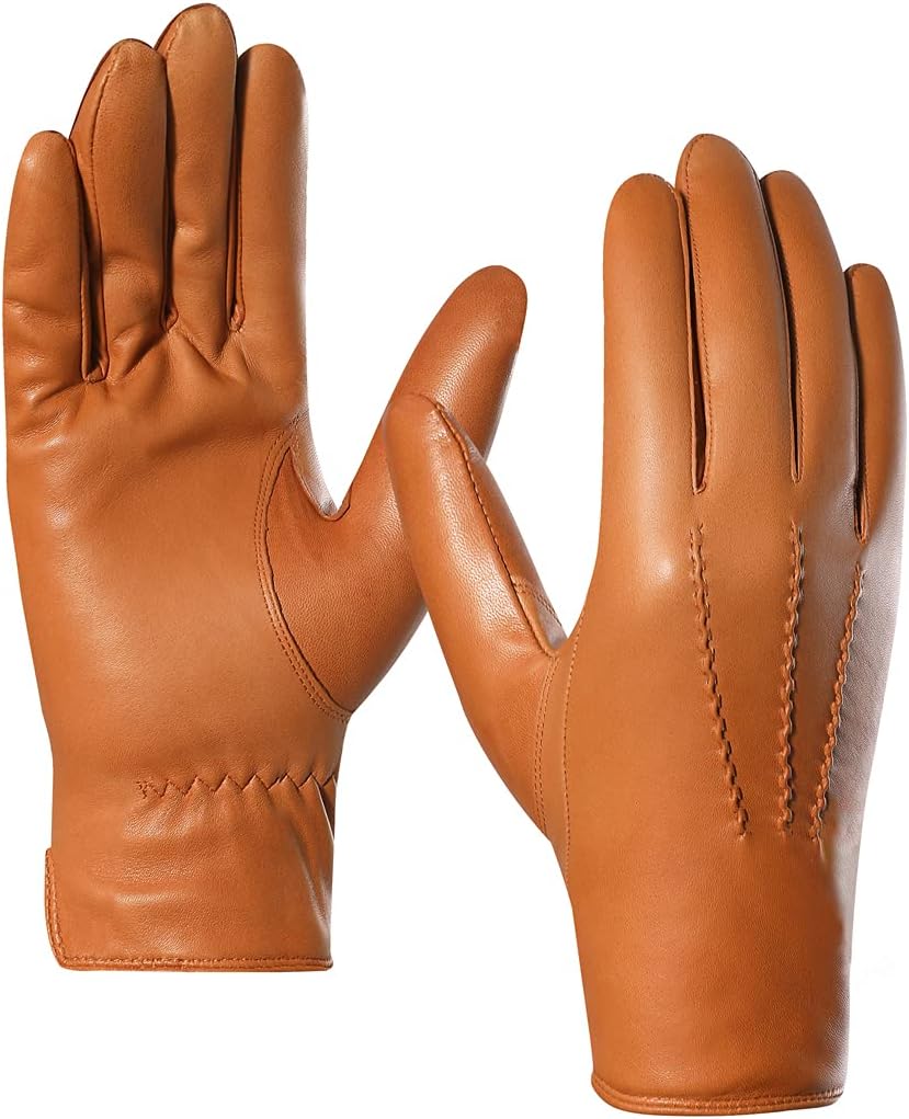 Leather Gloves for Men,Winter Sheepskin Driving Gloves Cashmere Lined