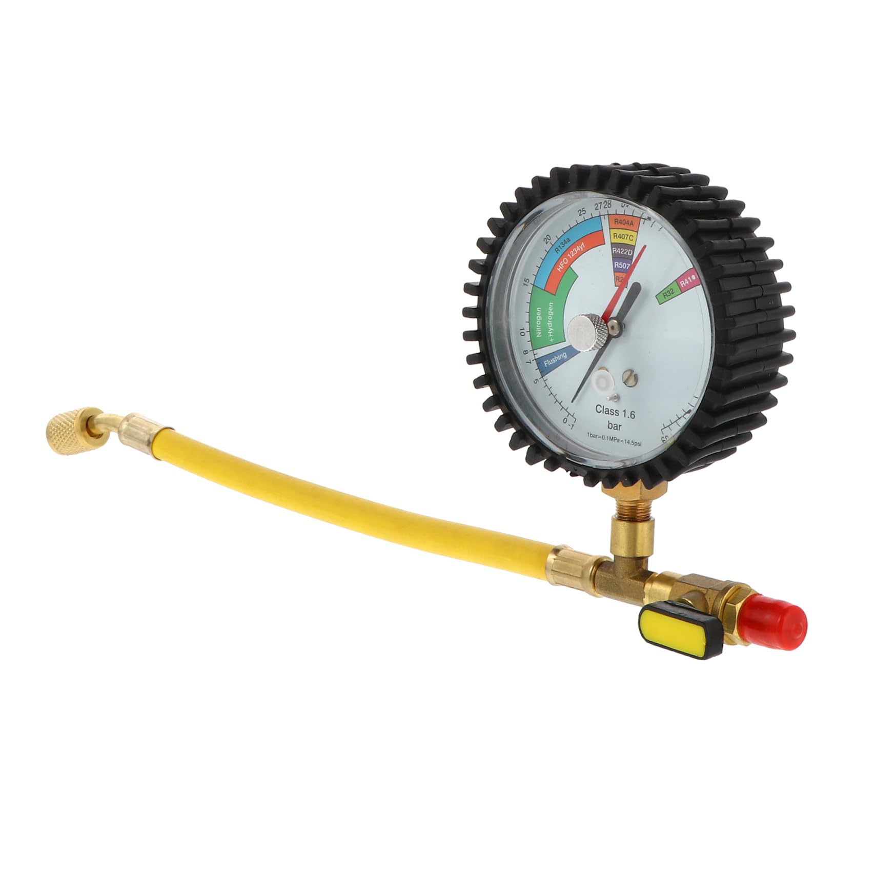 Cabilock Manomètre de Pression D'azote pour Climatisation et Réfrigération, Jauge de Test de Pression Gaz, Compatible Clim Auto et Domestique, Structure Sphérique, Indicateur Précis, Outil