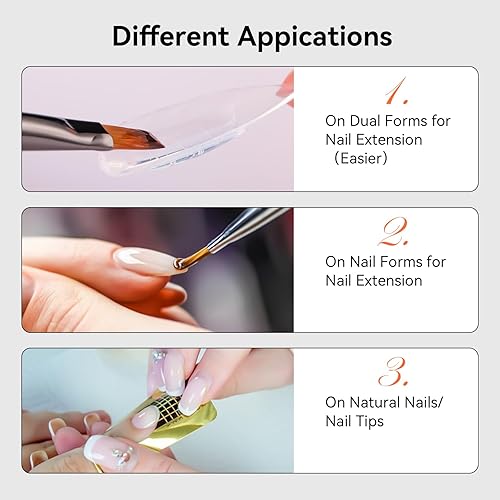 Miniatura 6 de Makartt Kit de construcción de gel transparente geles duros de extensión autonivelantes y de larga duración para fortalecedor, kit de gel de