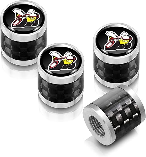Para Dodge Scat-Pack en negro sobre barril de fibra de carbono real, tapas de vástago de válvula de neumático de aluminio plateado