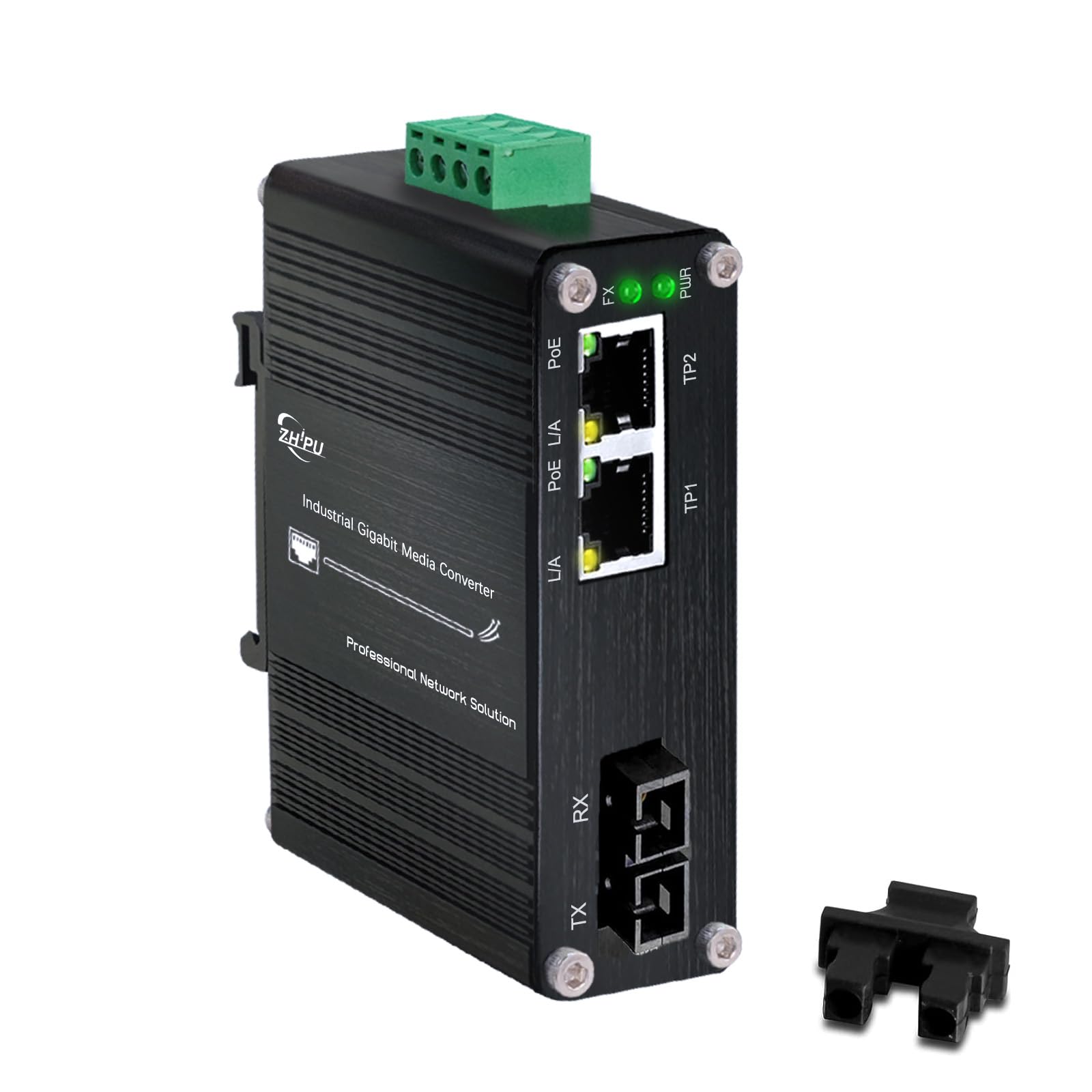 Convertisseur de média industriel 1,25 G Gigabit SC vers Ethernet prenant en charge le rail DIN, commutateur de fibre IEEE 802.3af/at 30 W PoE avec 2 ports RJ45 et 1 port SC monomode, jusqu'à 20 km,