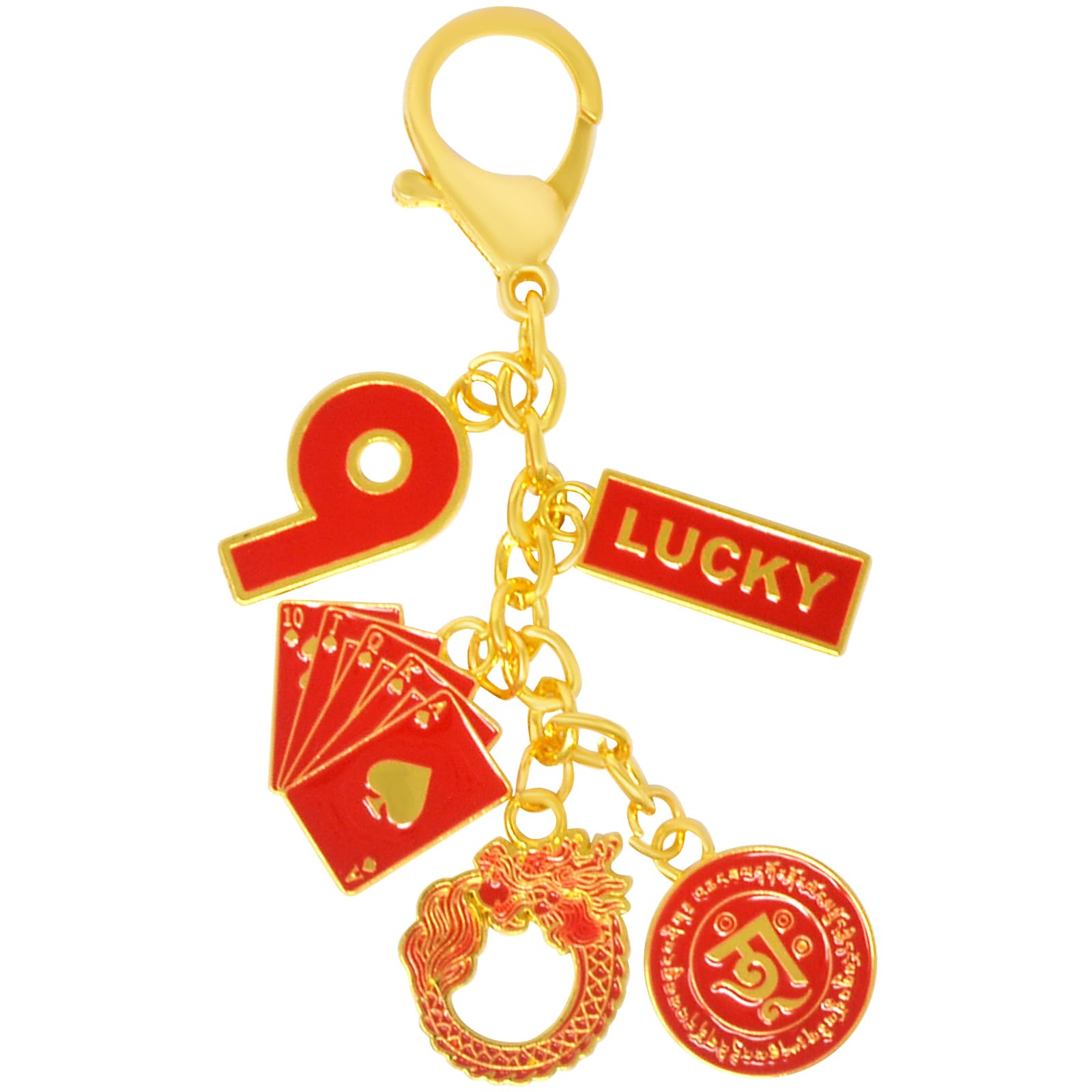 Feng Shui Keychain The Lucky 9 Charm Keychain Harmony Lucky Wealth Porsperity Success Amulet New Year Gift W5510