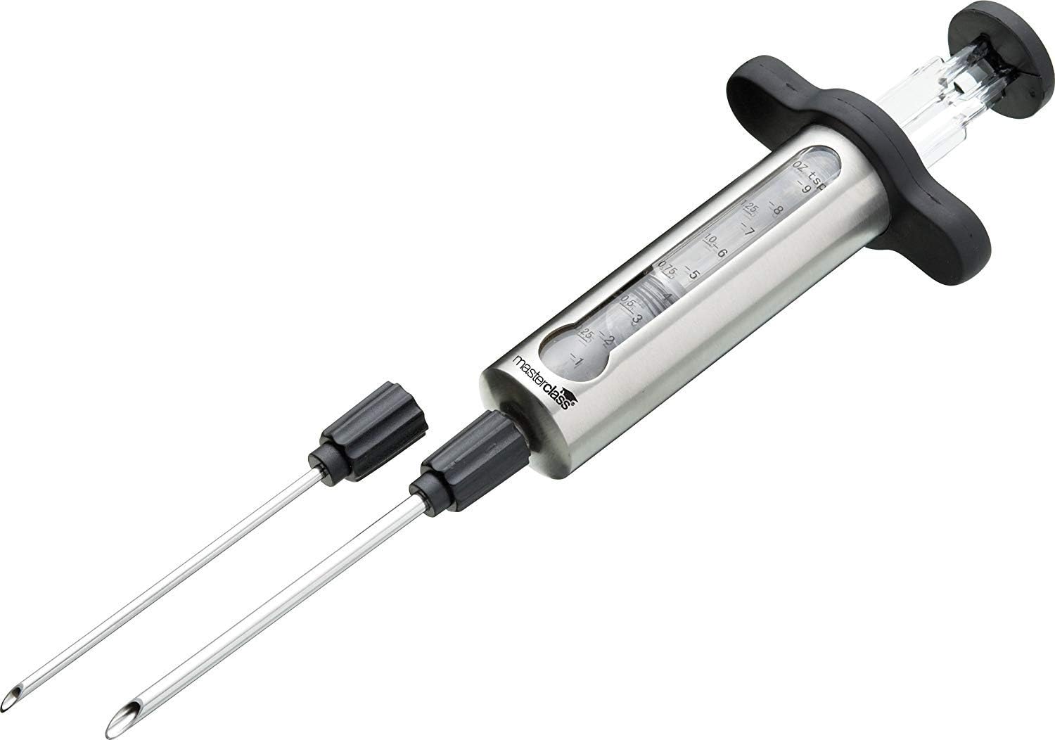 Meat Injector for Adding Flavour Marinades, Herbs, Seasoning and Sauces, Stainless Steel, Silver/Black