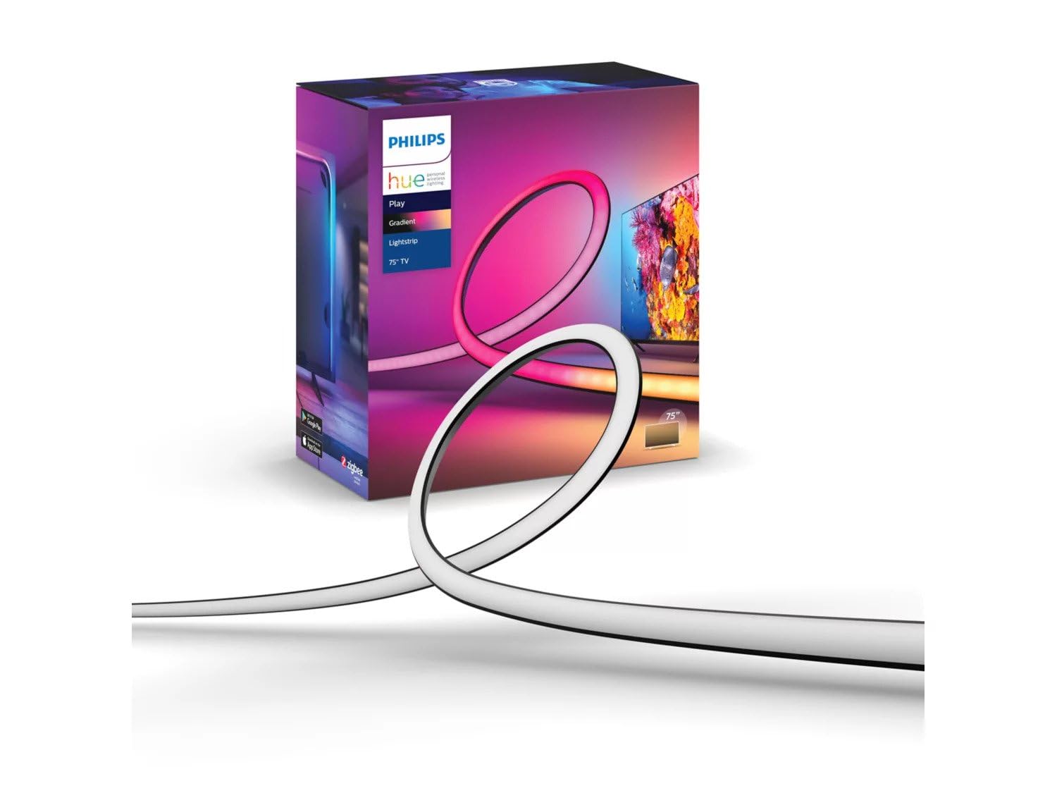 Philips Hue TV Gradient LightStrip 75 Inch (Sync with TV, Music and Gaming), Hue Bridge & Hue Sync Box or Hue Sync App Required