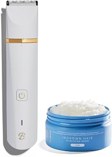 Bushbalm Nude Exfoliating Scrub (236 ml) for Ingrown Hair & Razor bumps Prevention and Francesca Trimmer Electric Shaver for Close Grooming and Pre-Wax Preparation