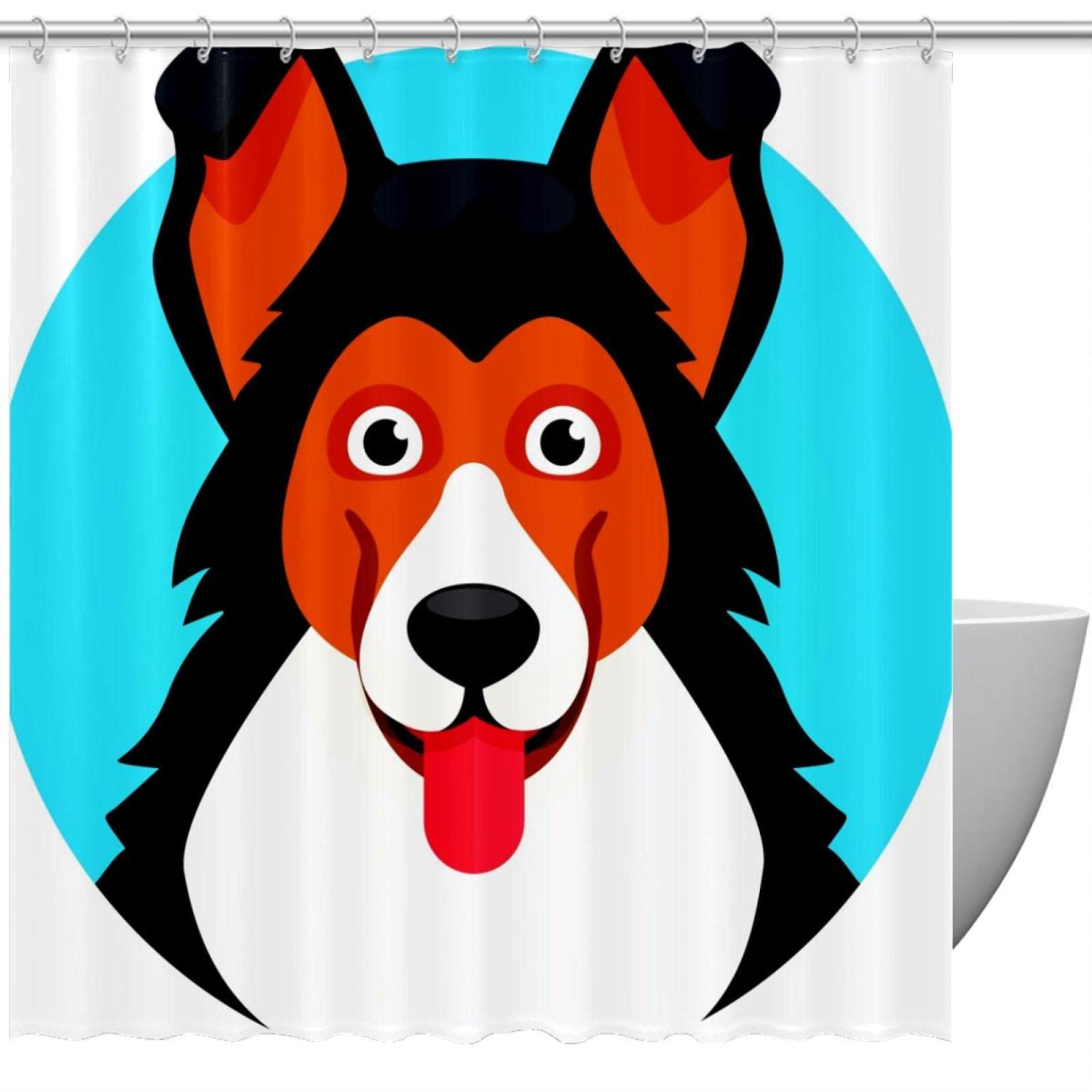 Rideau de douche étanche motif chien 167,6x182,9 cm anti-éclaboussures