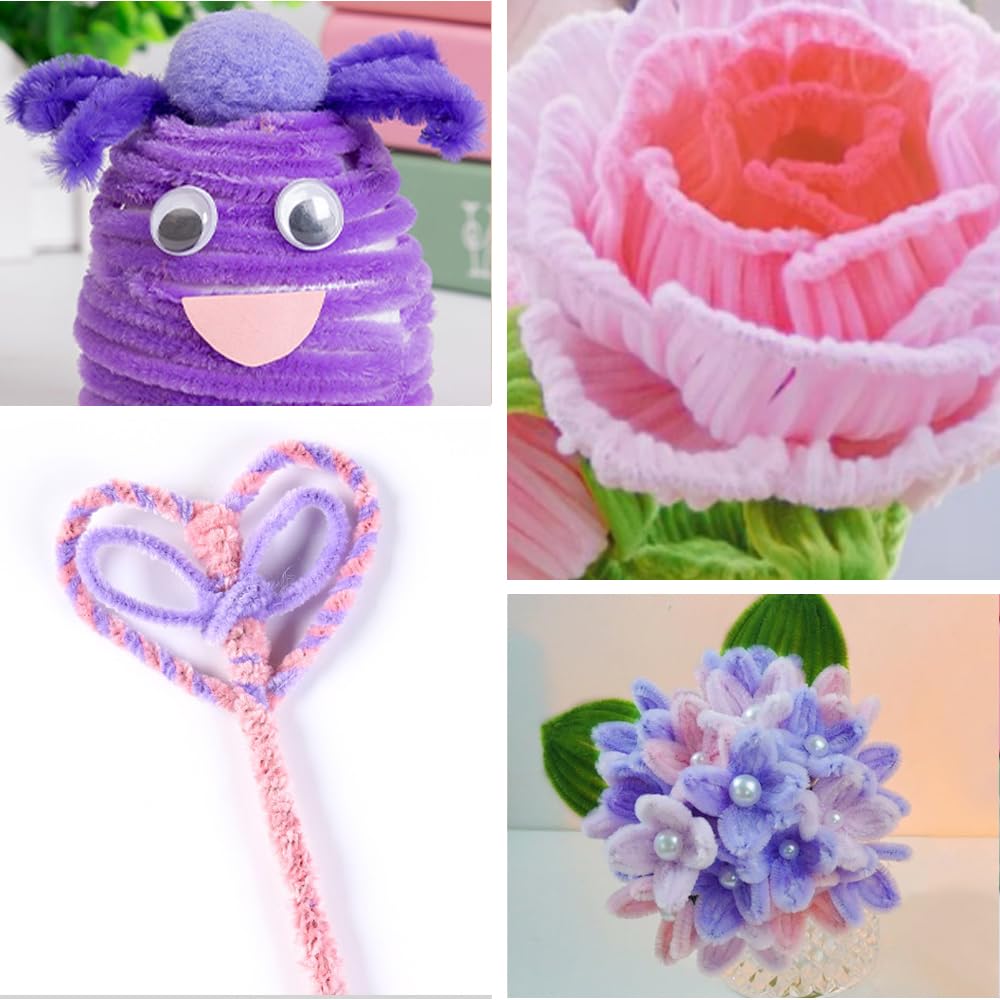 Acheter 500pcs Kit Bouquet Cure Pipe Chenille, Fleurs Fil Chenille,avec Floratape Et Tige Fleur Artificielle,Adapté Aux Fournitures De Décoration DIY, (Nuances Roses, 8 Teintes) ? Comparer Chez