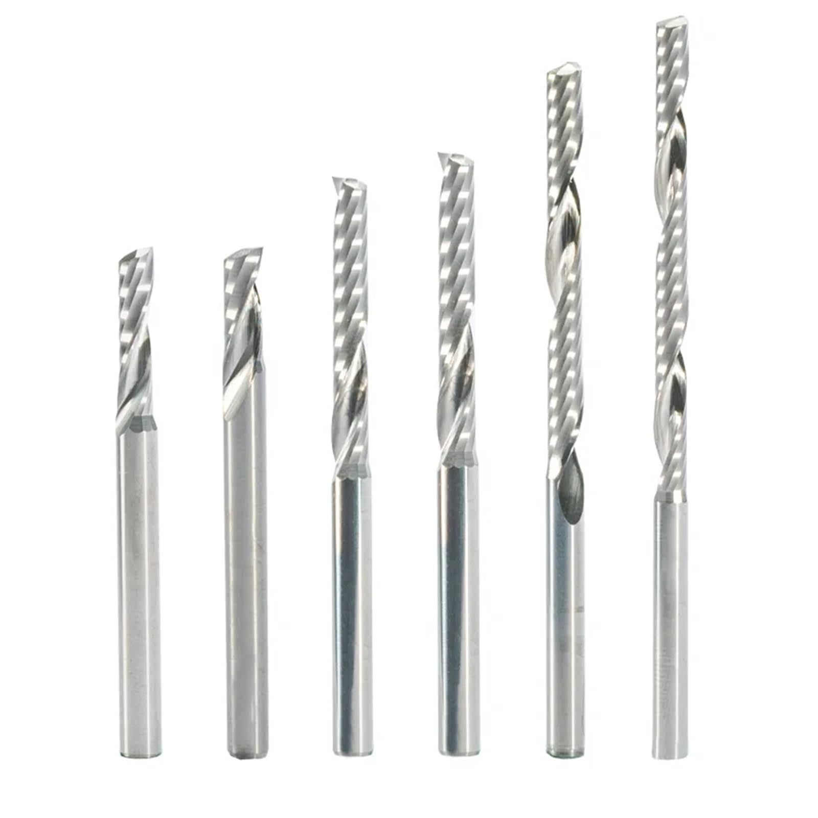 10 Uds 3.175mm 4mm 5mm 6mm vástago de carburo brocas de rebajadora de CNC una sola flauta herramientas de fresado cortador de fresado 17-62mm(10pcs 6x62)
