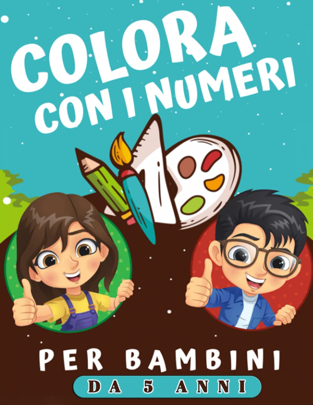 Colora con i numeri per bambini da 5 anni: Libro di dinosauri da colorare per asilo, scuola materna e inizio della scuola & motivi extra: animali mandala per bambini