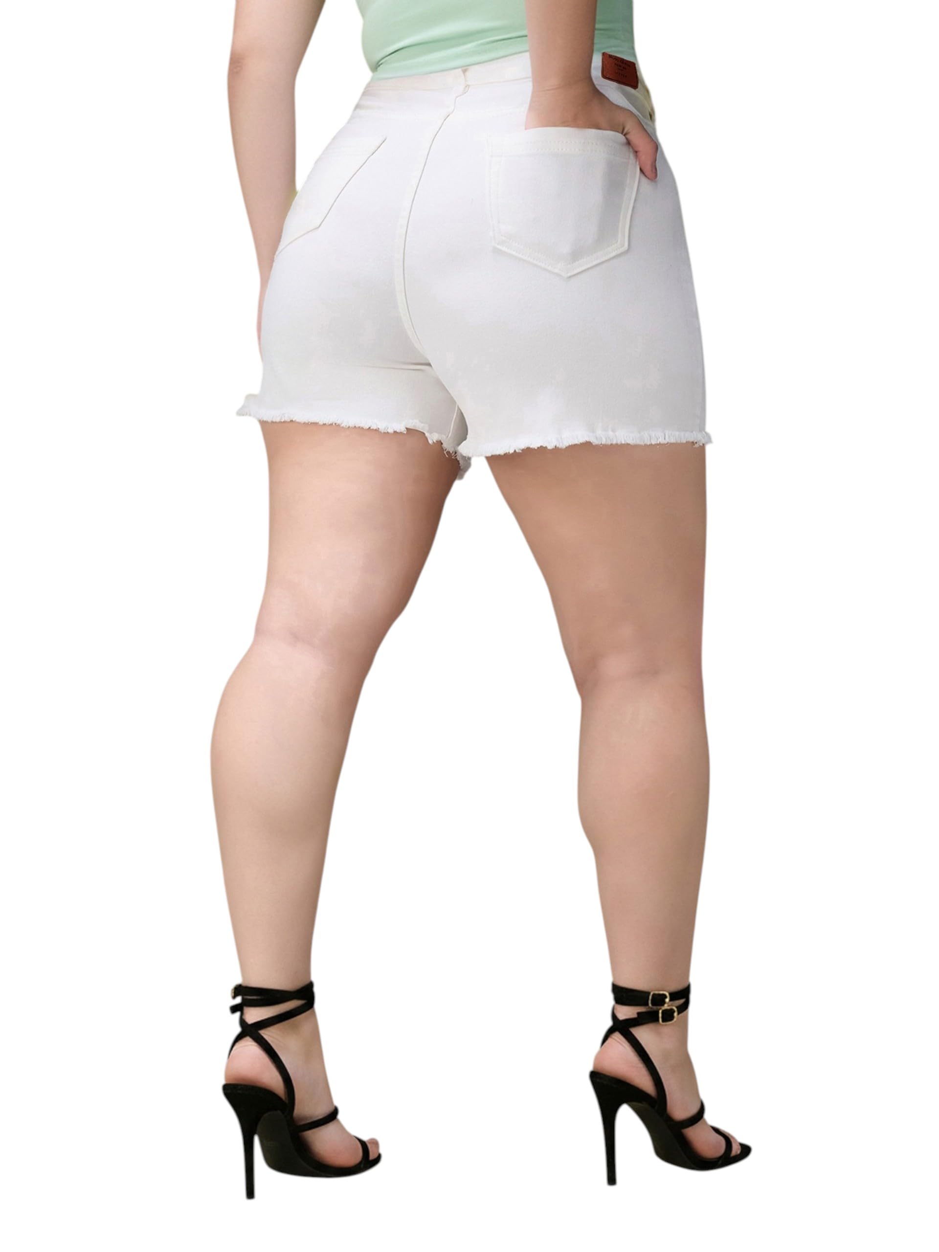 miss chase a+ Women's Regular High Rise Regular Stretchable Denim Shorts-picture-18