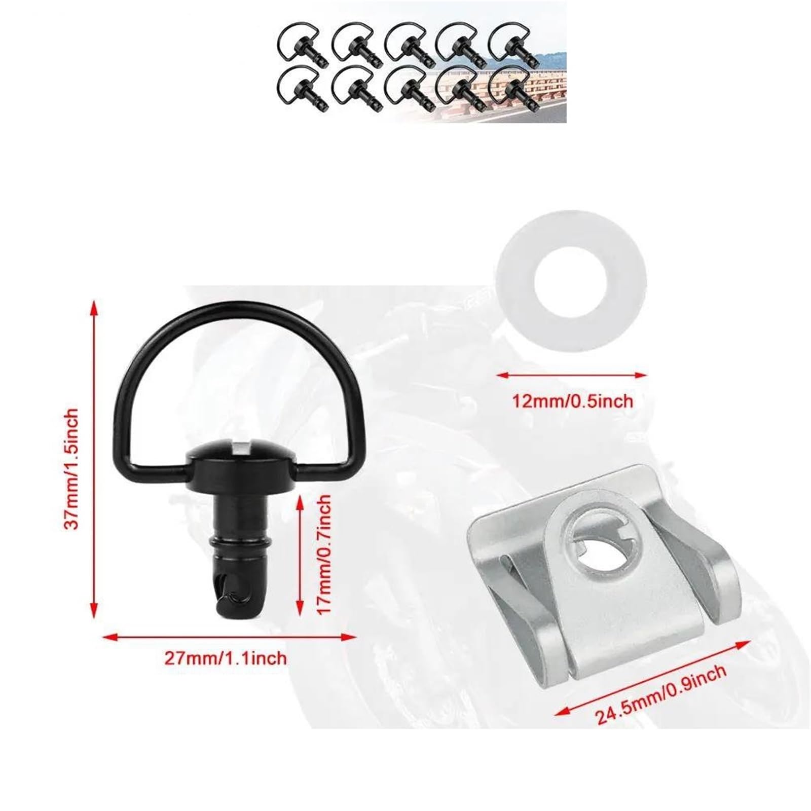 Viti Per Moto Per Ducati 749 916 996 998 999, Bulloni Per Carenatura Da 17 Mm, Bulloni A Sgancio Rapido Con Anello A D Da 1/4 Di Giro. Bulloni Kit Carrozzeria Viti(Nero,4 pezzi)