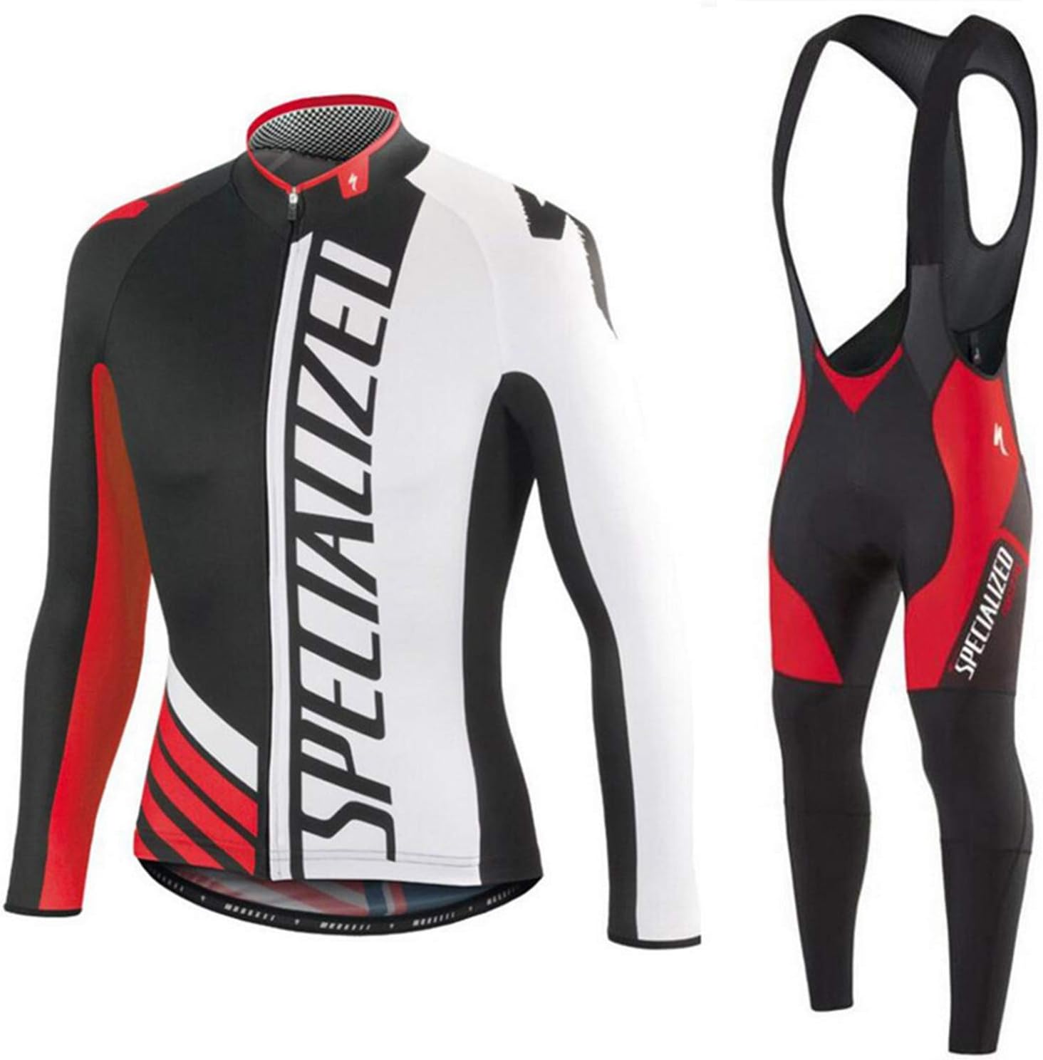 Mens and Womens Cycling Suits 2pcs Breathable Cycling Long Sleeve Jersey Cycling Bib Set for Outdoor Sports