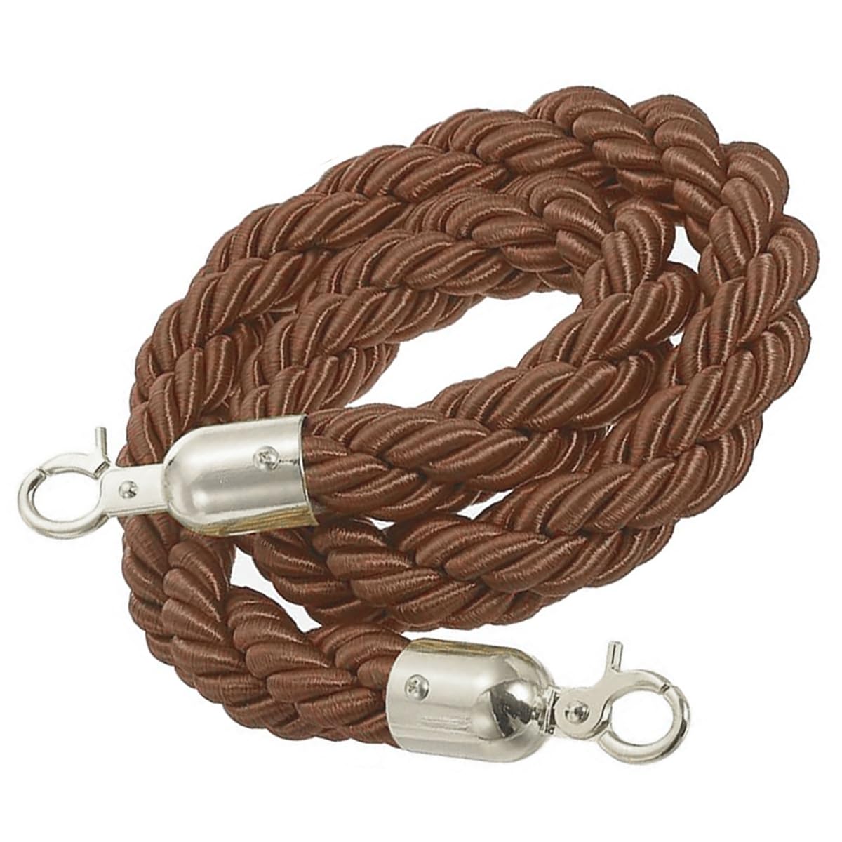 Corde de sécurité torsadée Marron-Argent avec mousquetons – 1,8 m (6 pi) pour poteaux et Supports, barrière de sécurité pour événements (café, etc.)