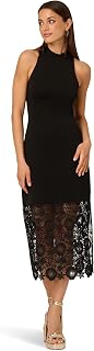 Adrianna Papell Knit Midi Dress Lace Hem