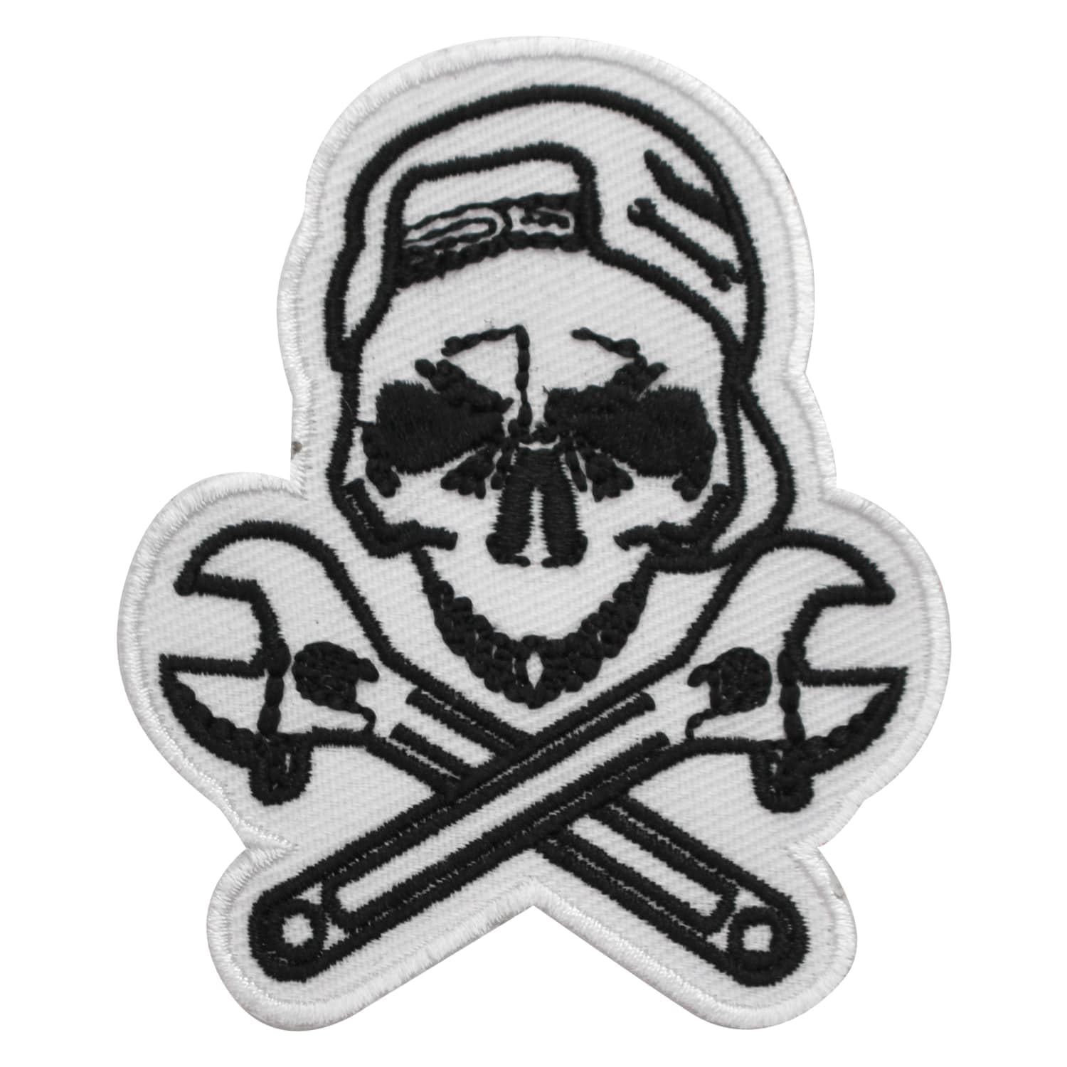 Biker Patch, Biker Skull Mechanic Patch, Racing Patch Embroidered Iron on Sew on Patch Badge for Clothes etc. 8x6.5 cm