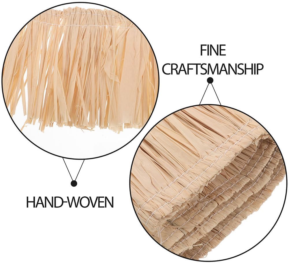 NUOBESTY Raffia Grass Skirt with Fringe Tassels Handmade Natural Raffia for DIY Crafts Hawaiian Party Decorations