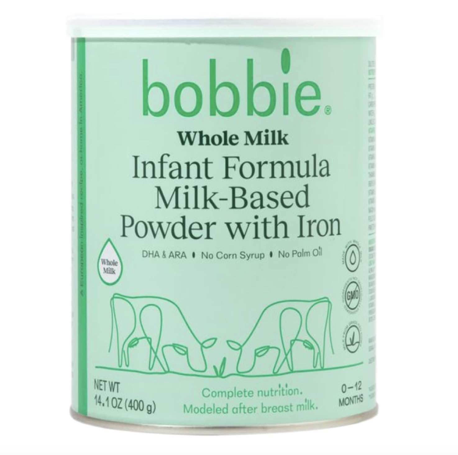 Whole Milk, Grass Fed Baby Formula with Iron, Plant Based DHA and ARA, Vitamin D and Protein Blend Modeled After Breast Milk, For Newborn Baby to 12 Month Old, 14.1 oz