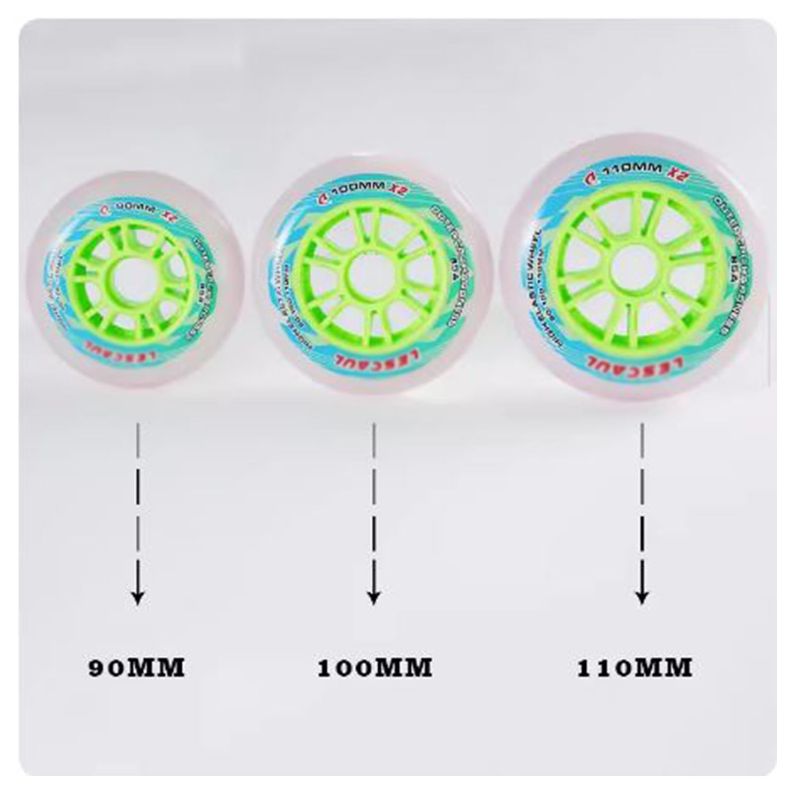Ruedas Patines en Linea PU 65A 85A Ruedas de patines en línea 90 mm/100 mm/110 mm (paquete de 6/8), ruedas de competición de ruedas de doble dureza, para reemplazo de ruedas de patines,red,110mm*8